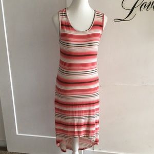Orange striped hi -low dress